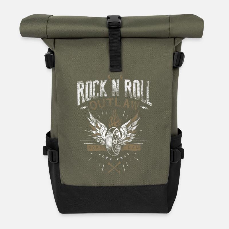 Rock & Roll Outlaw - Rolltop Rucksack - Olive/Schwarz