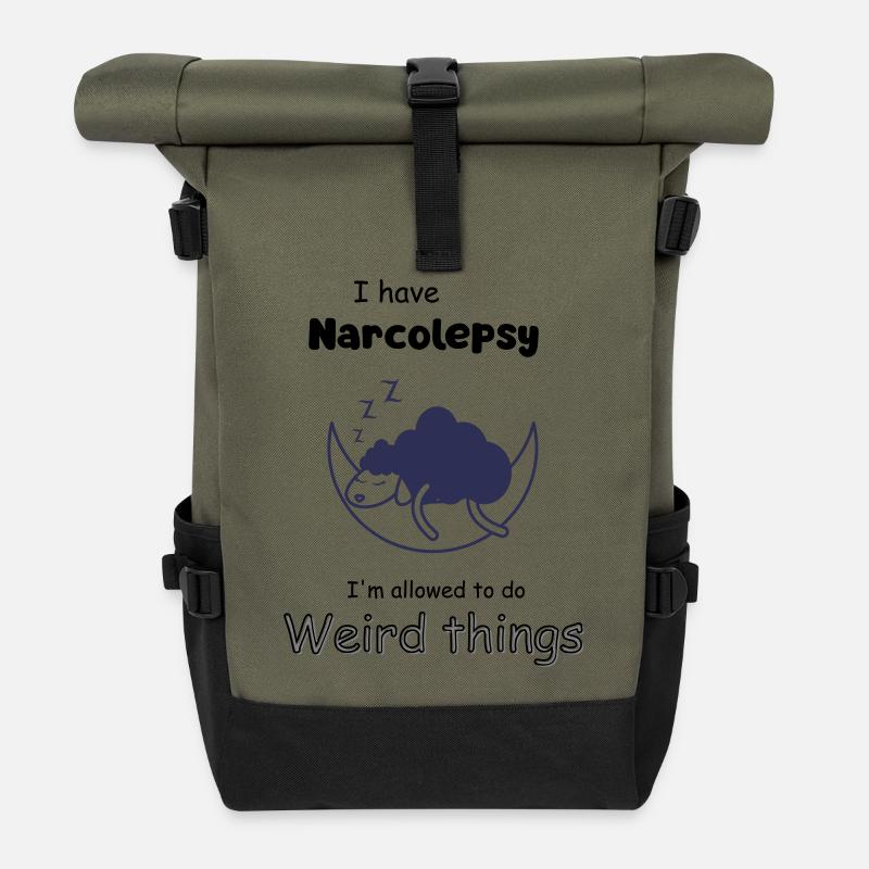 Sleeping sheep in the moonlight with narcolepsy - Roll Top Backpack - olive/black