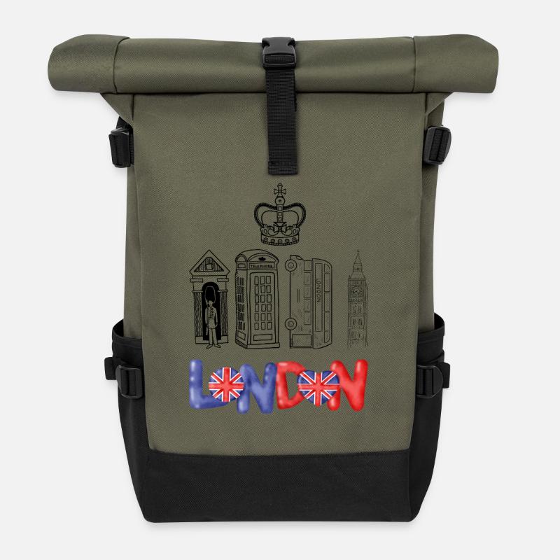 Drapeau London Love Heart - Sac à dos roll top - olive/noir