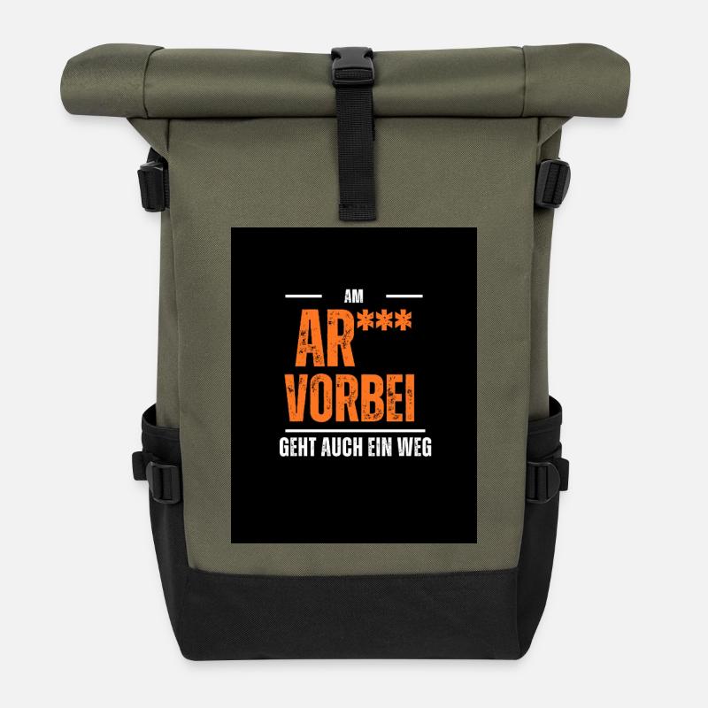 Am Arsch vorbei  - Rolltop Rucksack - Olive/Schwarz