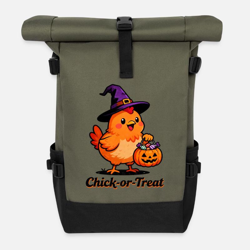 Chick-or-Treat - Roll Top Backpack - olive/black