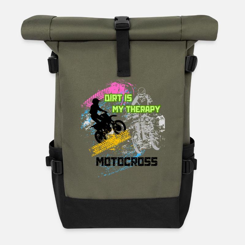 Motocross Graffiti - Rolltop Rucksack - Olive/Schwarz