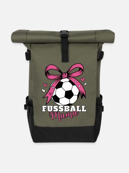 Fussball Mama - Rolltop Rucksack - Olive/Schwarz