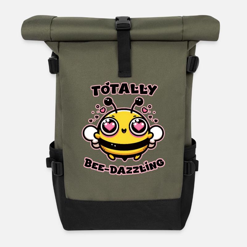 Totally Bee-Dazzling Hearts - Roll Top Backpack - olive/black