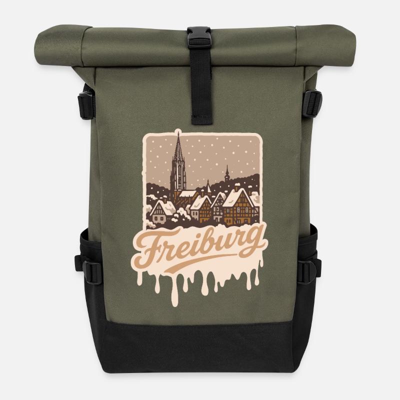 Winter in Freiburg - Roll Top Backpack - olive/black