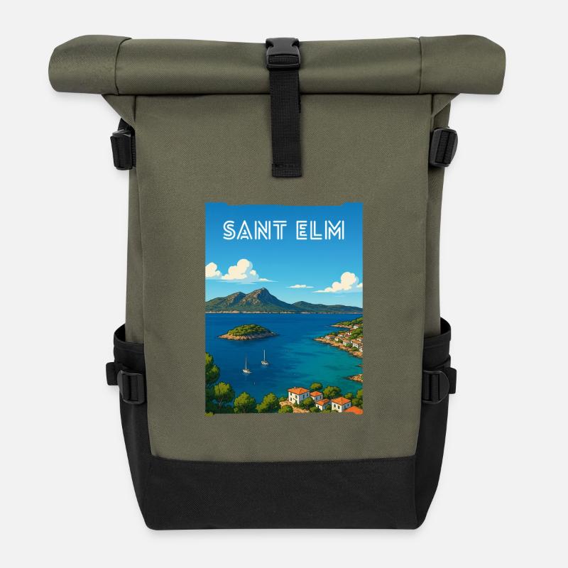 Sant Elm - Majorca - Roll Top Backpack - olive/black
