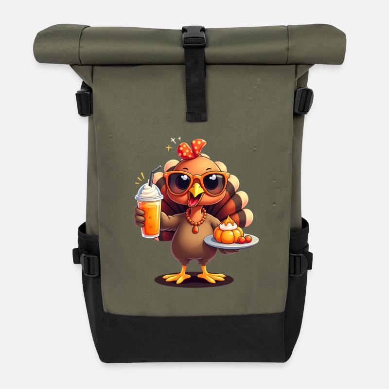 Thanksgiving Truthahn Mit Sonnenbrille - Rolltop Rucksack - Olive/Schwarz