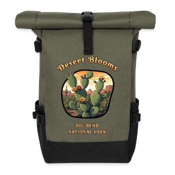 Big Bend National Park Desert Cacti Flowers Nature - Roll Top Backpack - olive/black - Front