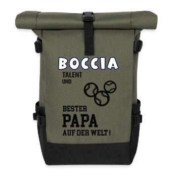 Boccia Spieler Bocciaspieler Papa Vater Mann - Rolltop Rucksack - Olive/Schwarz - Vorne