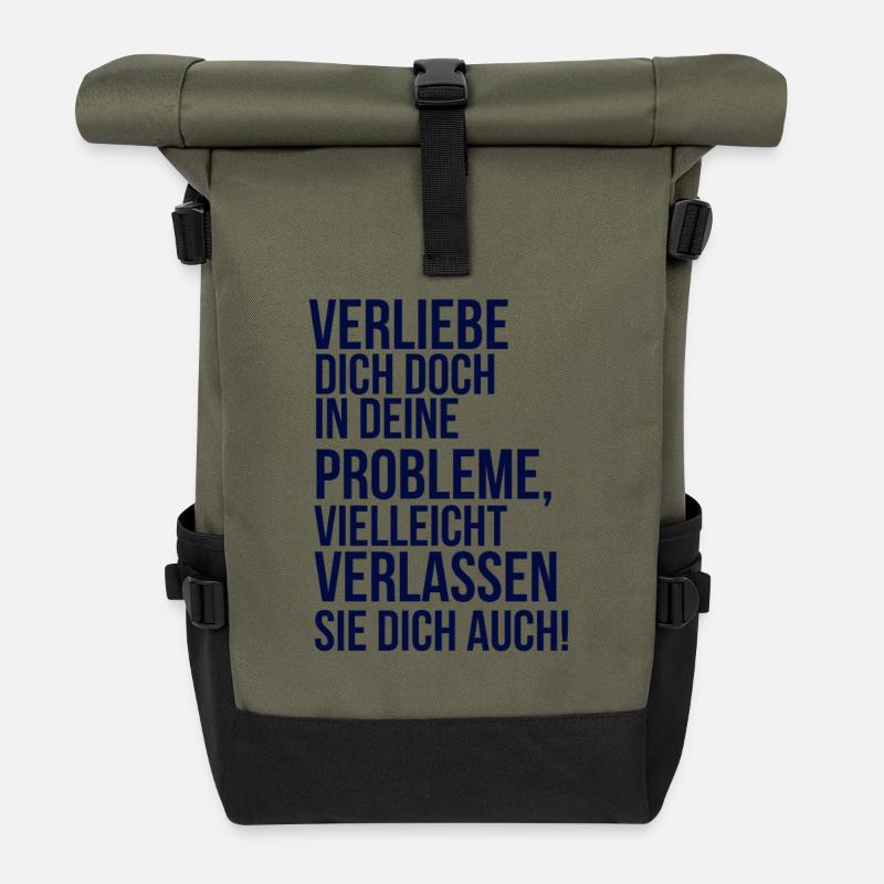  about going wild - verliebe dich in deine Problem - Rolltop Rucksack - Olive/Schwarz
