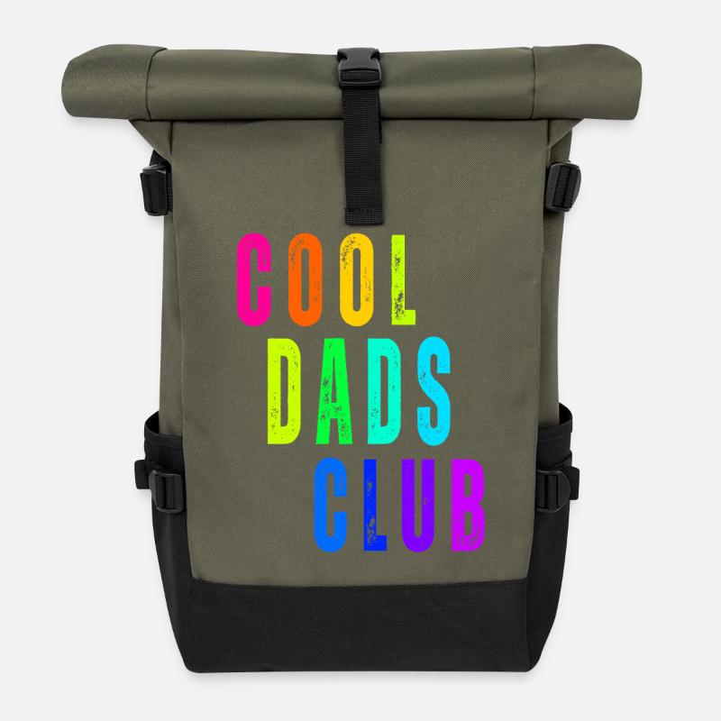 Dad's Club Rainbow Design - Roll Top Backpack - olive/black