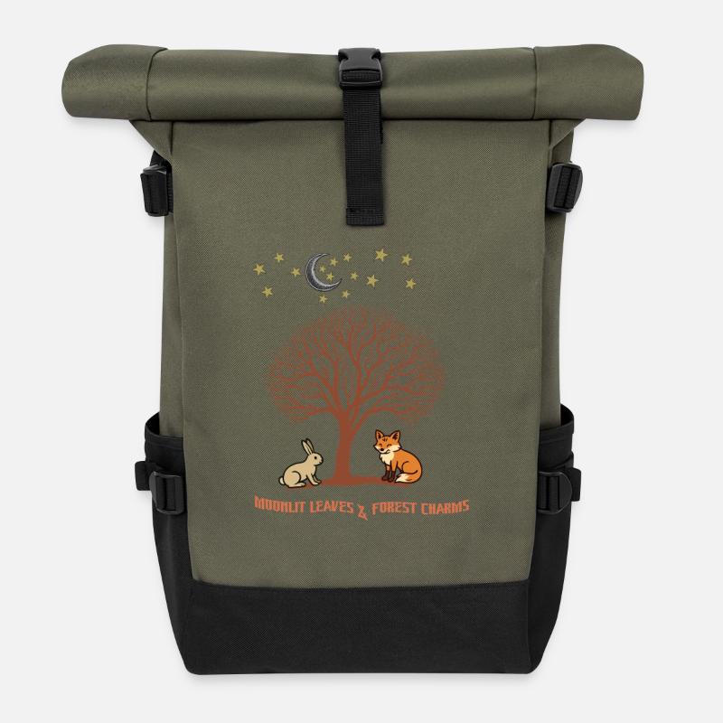 Mitternacht blättert Waldfreunde - Rolltop Rucksack - Olive/Schwarz