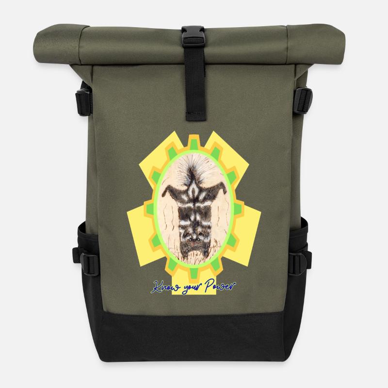 Skunk_Know_your_Power - Roll Top Backpack - olive/black