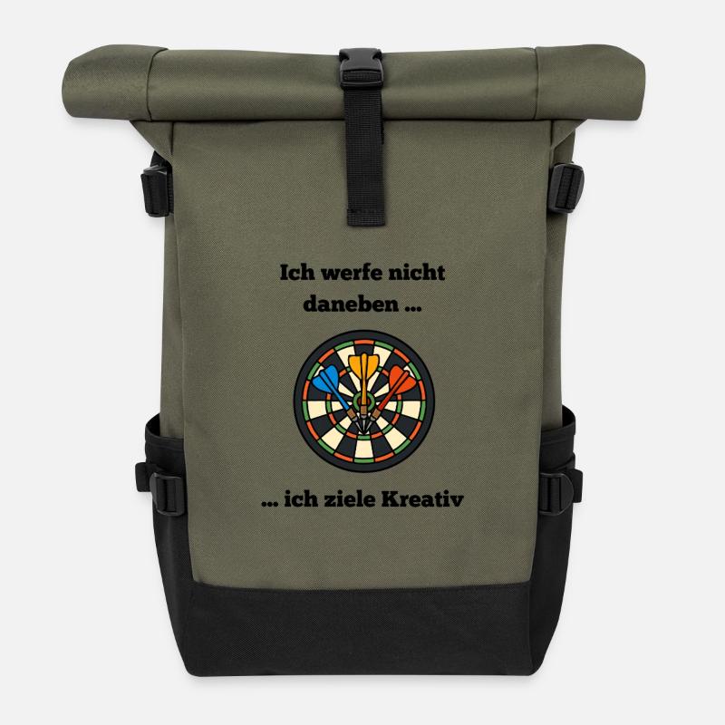 Dartboard Color Wheel with Darts - Roll Top Backpack - olive/black