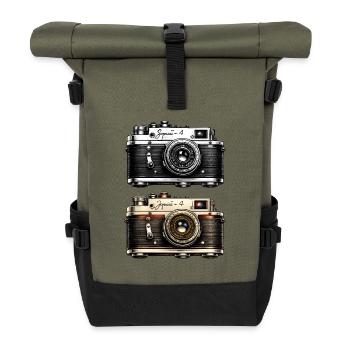 Duo de deux appareils photo vintage - Sac à dos roll top - olive/noir - Devant