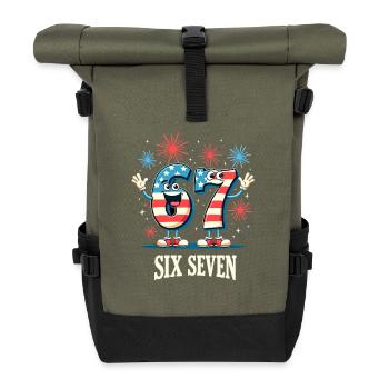 US Flag 67 Memes Six Seven - Roll Top Backpack - olive/black - Front