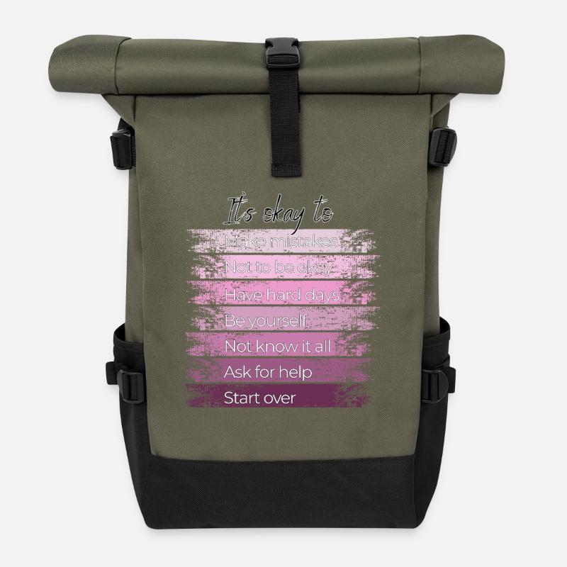 It's okay to start over. - Roll Top Backpack - olive/black