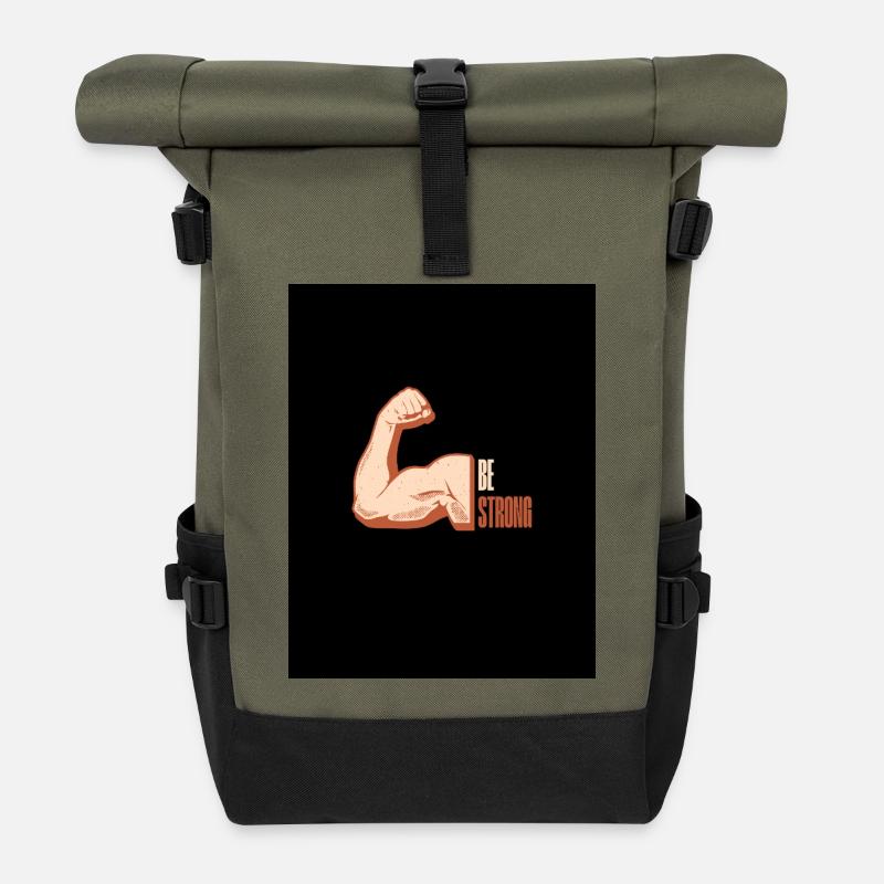 Sei stark - Rolltop Rucksack - Olive/Schwarz