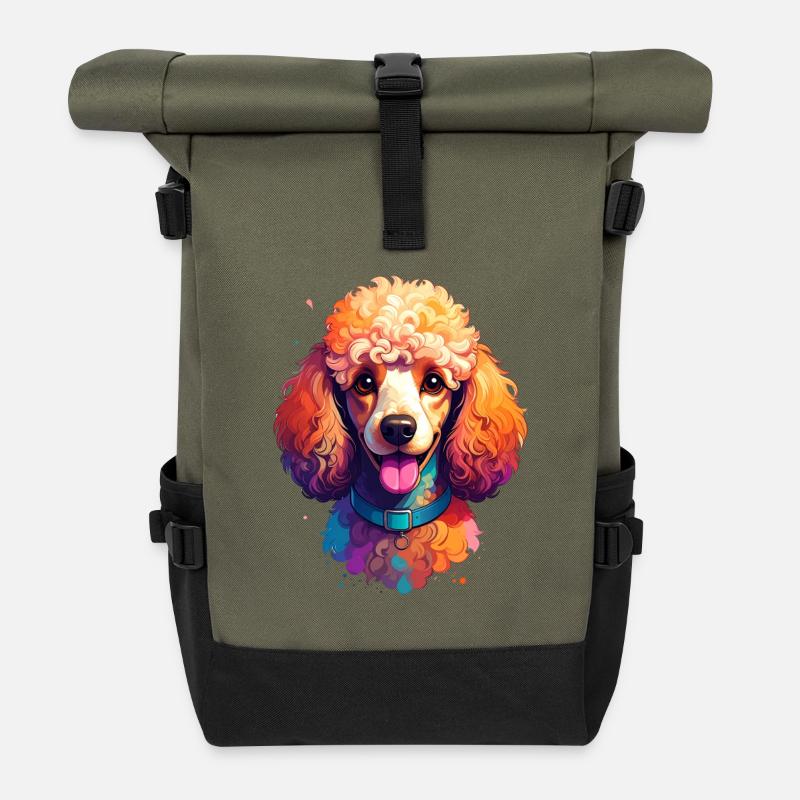 Caniche - Sac à dos roll top - olive/noir