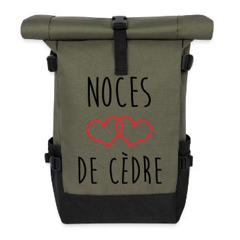 Cedar Wedding – 49 Years of Marriage - Roll Top Backpack - olive/black - Front