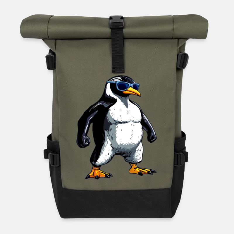 Pinguin Bodybuilder - Rolltop Rucksack - Olive/Schwarz