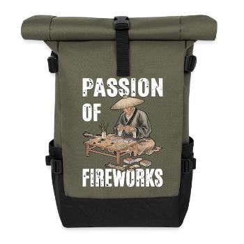 Passion Of Fireworks - Roll Top Backpack - olive/black - Front