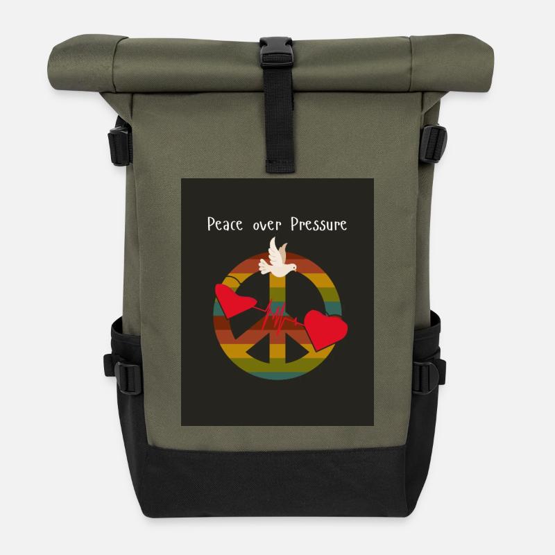 Peace_over_Pressure - Rolltop Rucksack - Olive/Schwarz