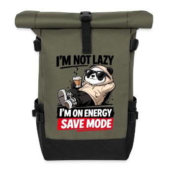 Energy Save Mode Panda - Roll Top Backpack - olive/black - Front
