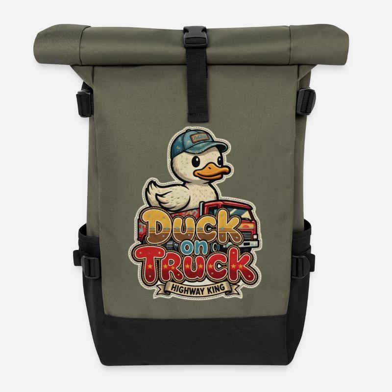 Duck on Truck Ente - Roll Top Backpack - olive/black