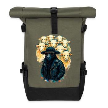 Mouton Noir Anticonformiste en Veste de Cuir - Sac à dos roll top - olive/noir - Devant