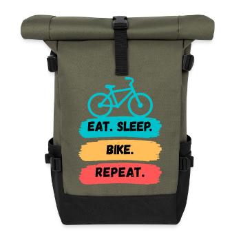 Manger Sleep Bike Répéter - Sac à dos roll top - olive/noir - Devant
