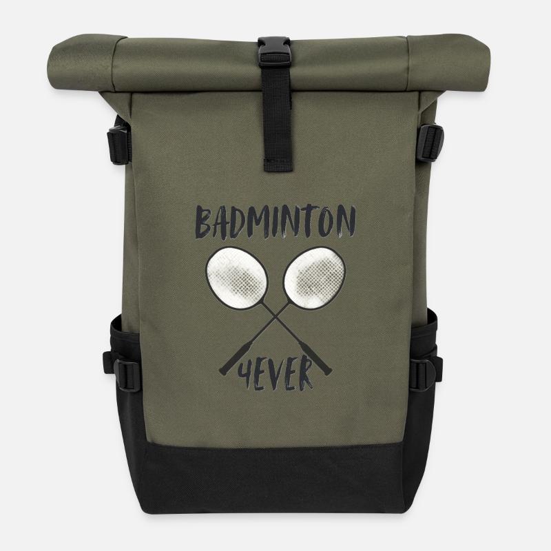 Badminton Forever Schläger - Rolltop Rucksack - Olive/Schwarz