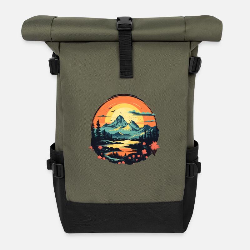 Landschaft - Rolltop Rucksack - Olive/Schwarz