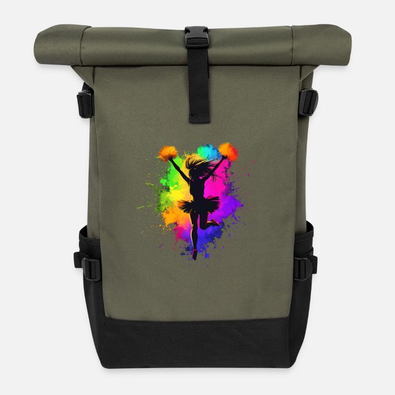 Bunter Cheerleader Cheerleading - Rolltop Rucksack - Olive/Schwarz
