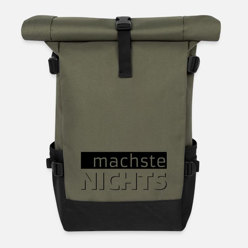machste NICHTS - Rolltop Rucksack - Olive/Schwarz