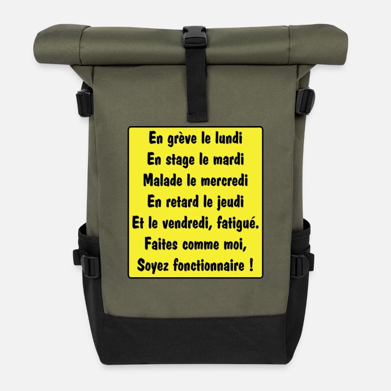 Fonctionnaire - Sac à dos roll top - olive/noir