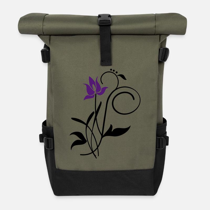 Orchidee / orchid (2c) - Roll Top Backpack - olive/black
