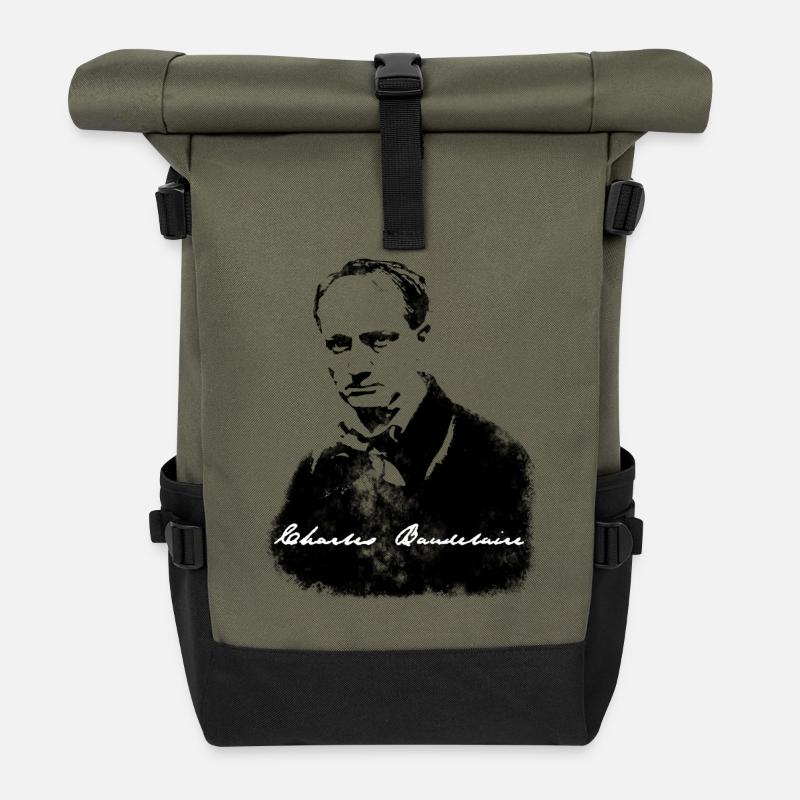 Charles Baudelaire - Sac à dos roll top - olive/noir