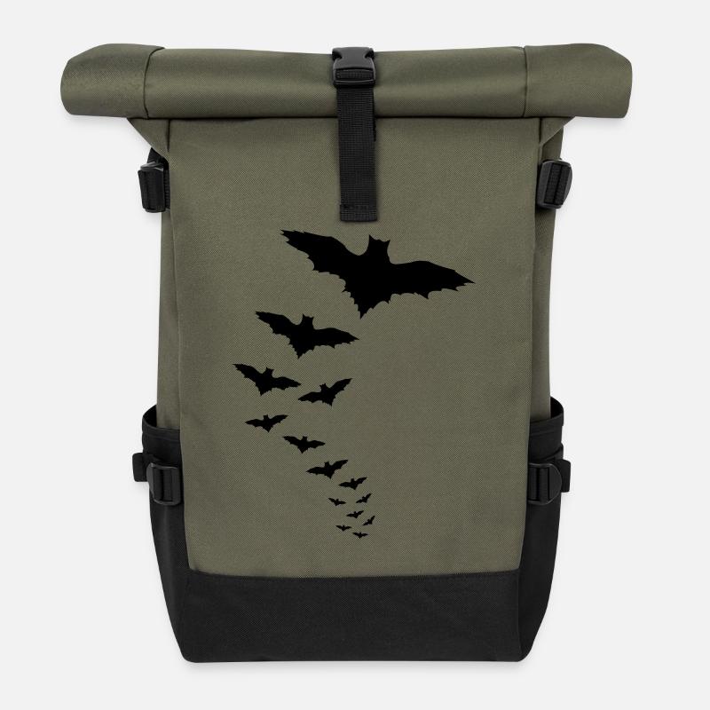 bat - Roll Top Backpack - olive/black