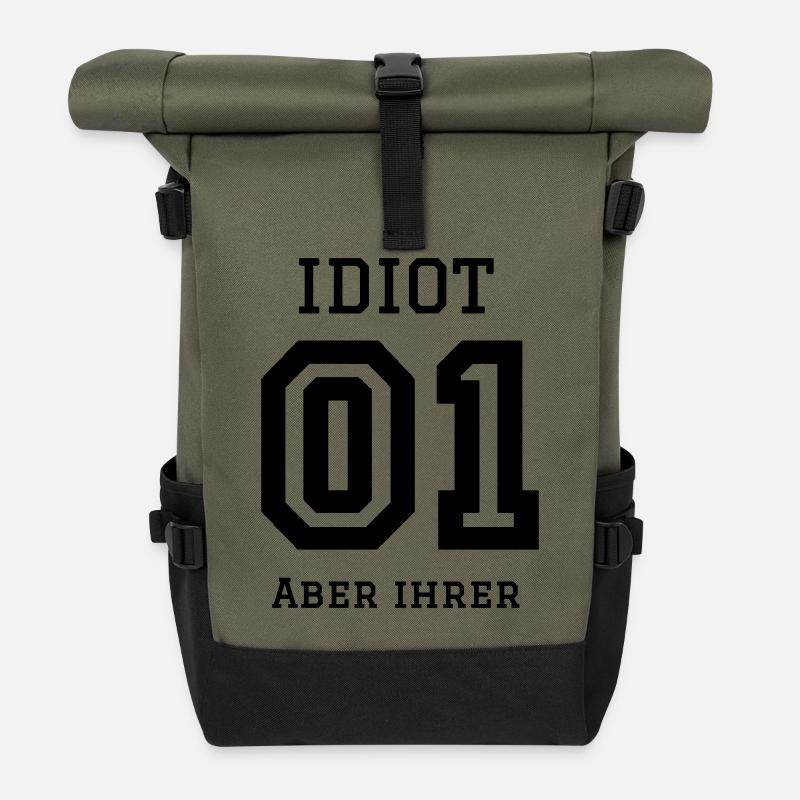 Idiot, aber ihrer - Rolltop Rucksack - Olive/Schwarz