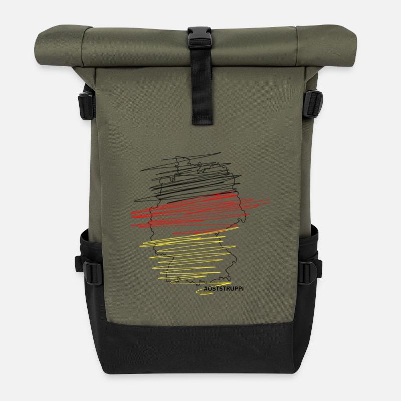 Farbspiel Deutschland von Oststruppi - Rolltop Rucksack - Olive/Schwarz