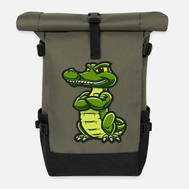 Alligator Comic - Rolltop Rucksack - Olive/Schwarz