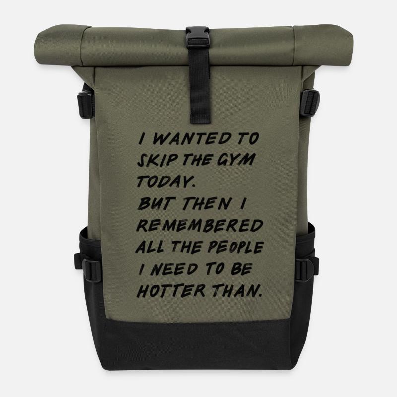 Skip The Gym (noir) - Sac à dos roll top - olive/noir