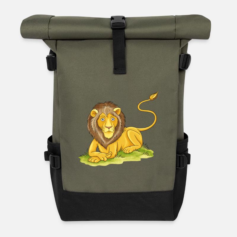 casual lion - Roll Top Backpack - olive/black