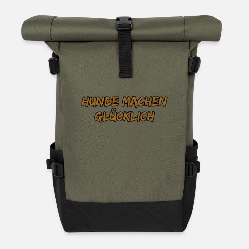 Hunde machen glücklich - Rolltop Rucksack - Olive/Schwarz