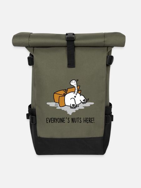 Erveryones nuts here - Alle irre hier! - Flucht - Rolltop Rucksack - Olive/Schwarz