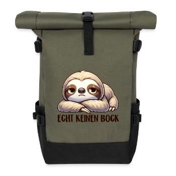 Faultier hat echt keinen Bock will seine Ruhe - Rolltop Rucksack - Olive/Schwarz - Vorne