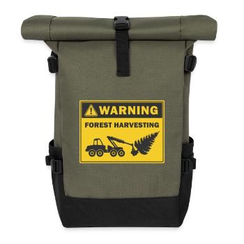 Waldernte Warnung Symbol für den Holzernter - Rolltop Rucksack - Olive/Schwarz - Vorne