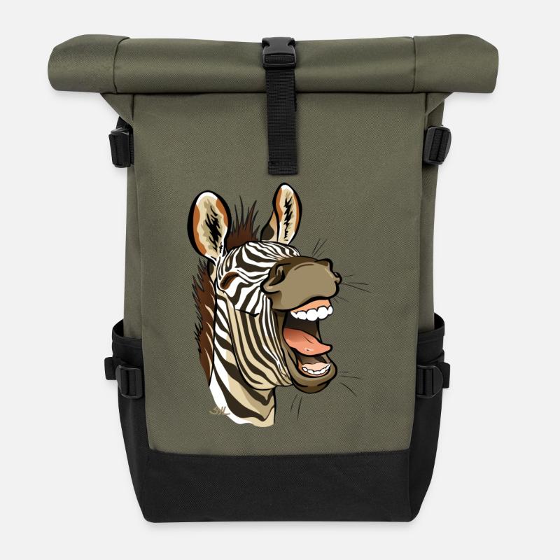 Zebra lachen - Rolltop Rucksack - Olive/Schwarz