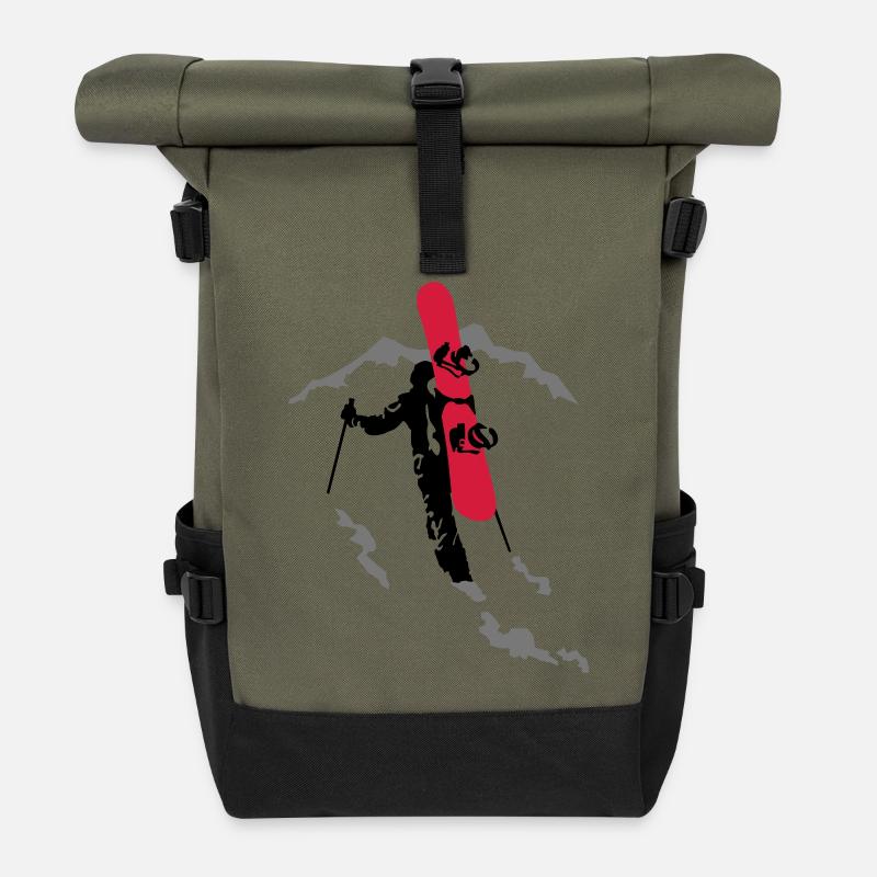 Freerider Snowboarder - Rolltop Rucksack - Olive/Schwarz